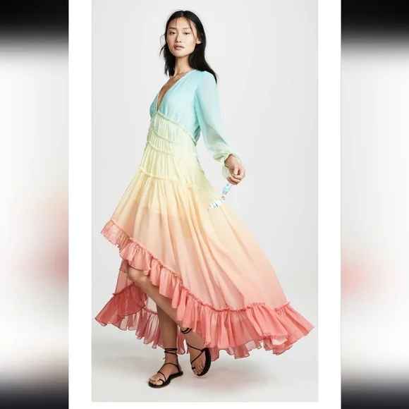 Boho Rainbow High Low Maxi Dress - Picture 4 of 14